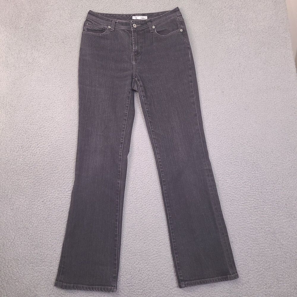 Chicos Platinum Quartz Jeans Womens Size 0.5 36x28 Black Denim Mid Rise